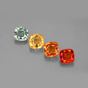 2.79캐럿 천연 멀티컬러 사파이어 보석, 쿠션 컷, 4.7×4.7 mm, VVS-VS