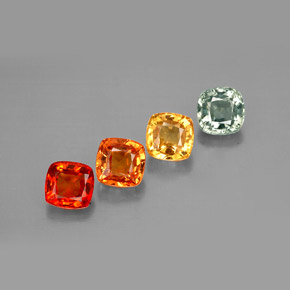 2.79캐럿 천연 멀티컬러 사파이어 보석, 쿠션 컷, 4.7×4.7 mm, VVS-VS