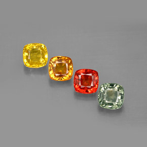 캐럿 천연 멀티컬러 사파이어 보석, 쿠션 컷, 4.7×4.7 mm, VVS-VS