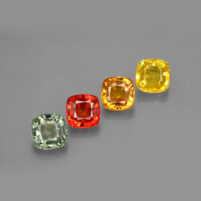캐럿 천연 멀티컬러 사파이어 보석, 쿠션 컷, 4.7×4.7 mm, VVS-VS