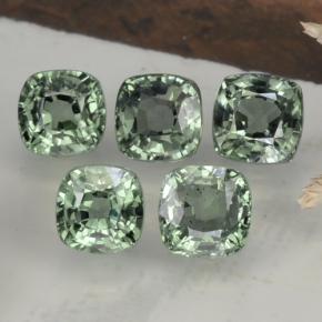 3.66캐럿 천연 그린 사파이어 보석, 쿠션 컷, 4.5×4.4 mm, VVS-VS