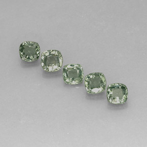 캐럿 천연 그린 사파이어 보석, 쿠션 컷, 4.7×4.7 mm, VS