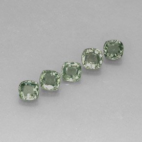 캐럿 천연 그린 사파이어 보석, 쿠션 컷, 4.7×4.7 mm, VS