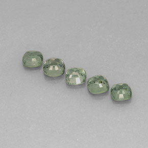 캐럿 천연 그린 사파이어 보석, 쿠션 컷, 4.7×4.7 mm, VS