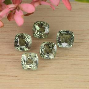 3.80캐럿 천연 Forest Green    사파이어 보석, 쿠션 컷, 4.5×4.5 mm, VVS-VS