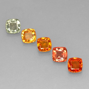 캐럿 천연 멀티컬러 사파이어 보석, 쿠션 컷, 4.7×4.6 mm, VVS-VS
