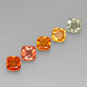 캐럿 천연 멀티컬러 사파이어 보석, 쿠션 컷, 4.7×4.6 mm, VVS-VS