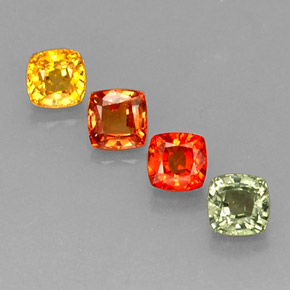 3.16캐럿 천연 멀티컬러 사파이어 보석, 쿠션 컷, 4.6×4.6 mm, VS