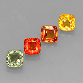 3.16캐럿 천연 멀티컬러 사파이어 보석, 쿠션 컷, 4.6×4.6 mm, VS