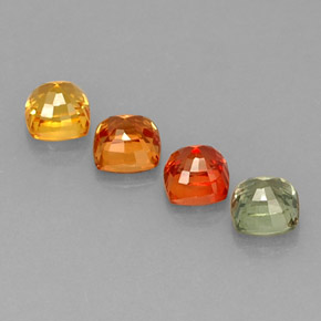 3.16캐럿 천연 멀티컬러 사파이어 보석, 쿠션 컷, 4.6×4.6 mm, VS