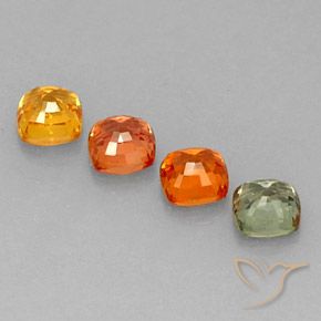 2.97캐럿 천연 멀티컬러 사파이어 보석, 쿠션 컷, 4.7×4.6 mm, VS
