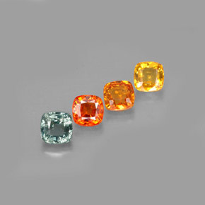 캐럿 천연 멀티컬러 사파이어 보석, 쿠션 컷, 4.6×4.6 mm, VVS-VS