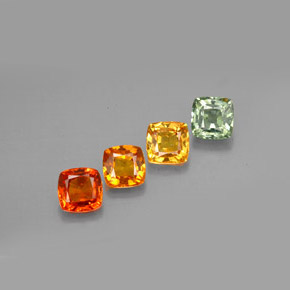 캐럿 천연 멀티컬러 사파이어 보석, 쿠션 컷, 4.7×4.6 mm, VVS-VS