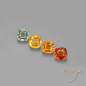 2.66캐럿 천연 멀티컬러 사파이어 보석, 쿠션 컷, 4.5×4.5 mm, VVS-VS