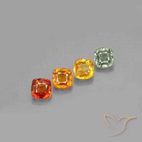 2.66캐럿 천연 멀티컬러 사파이어 보석, 쿠션 컷, 4.5×4.5 mm, VVS-VS