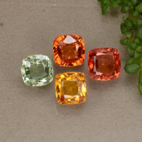 2.82캐럿 천연 멀티컬러 사파이어 보석, 쿠션 컷, 4.6×4.6 mm, VVS-VS