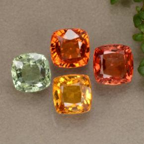 2.82캐럿 천연 멀티컬러 사파이어 보석, 쿠션 컷, 4.6×4.6 mm, VVS-VS