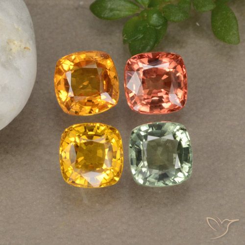 2.71캐럿 천연 멀티컬러 사파이어 보석, 쿠션 컷, 4.5×4.5 mm, VVS-VS