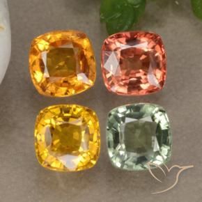 2.71캐럿 천연 멀티컬러 사파이어 보석, 쿠션 컷, 4.5×4.5 mm, VVS-VS