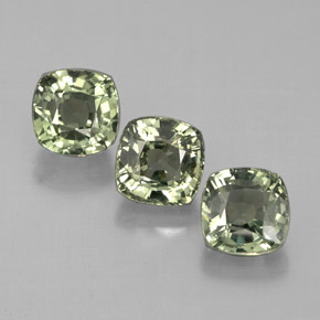 캐럿 천연 그린 사파이어 보석, 쿠션 컷, 4.8×4.6 mm, VS