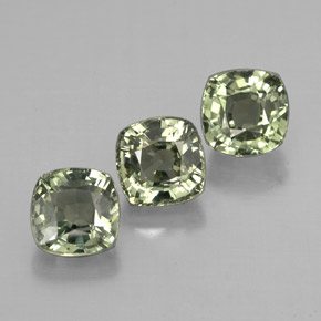 캐럿 천연 그린 사파이어 보석, 쿠션 컷, 4.8×4.6 mm, VS