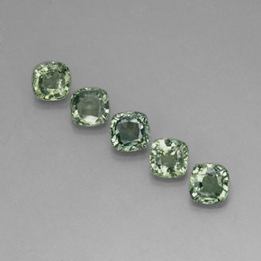 캐럿 천연 그린 사파이어 보석, 쿠션 컷, 5×5 mm, VVS-VS