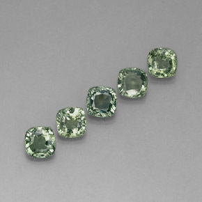 캐럿 천연 그린 사파이어 보석, 쿠션 컷, 5×5 mm, VVS-VS
