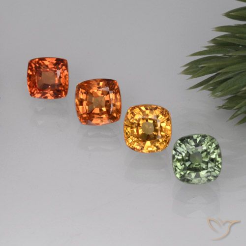 2.81캐럿 천연 멀티컬러 사파이어 보석, 쿠션 컷, 4.6×4.5 mm, VVS-VS
