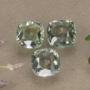 2.27캐럿 천연 라이트 그린 사파이어 보석, 쿠션 컷, 4.7×4.7 mm, VVS-VS