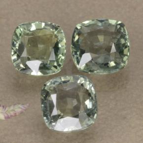 2.27캐럿 천연 라이트 그린 사파이어 보석, 쿠션 컷, 4.7×4.7 mm, VVS-VS
