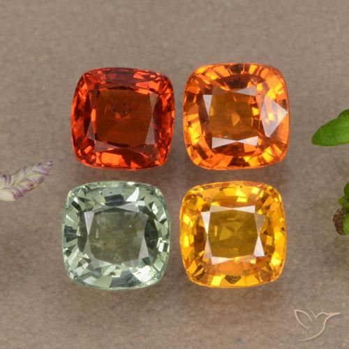 2.76캐럿 천연 멀티컬러 사파이어 보석, 쿠션 컷, 4.7×4.7 mm, VVS-VS