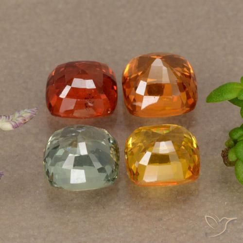2.76캐럿 천연 멀티컬러 사파이어 보석, 쿠션 컷, 4.7×4.7 mm, VVS-VS