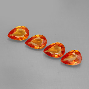 캐럿 천연 오렌지 사파이어 보석, 배 모양, 5.9×3.9 mm, VS