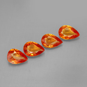 캐럿 천연 오렌지 사파이어 보석, 배 모양, 5.9×3.9 mm, VS