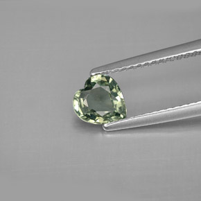 0.82캐럿 천연 그린 사파이어, 하트 모양, 6.2×5.8 mm, VVS-VS