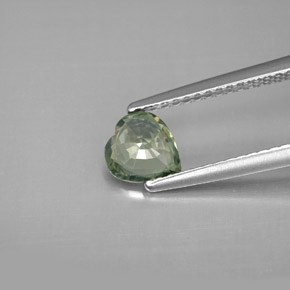 0.82캐럿 천연 그린 사파이어, 하트 모양, 6.2×5.8 mm, VVS-VS