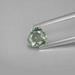 0.90캐럿 천연 그린 사파이어, 하트 모양, 6.1×5.9 mm, VVS-VS