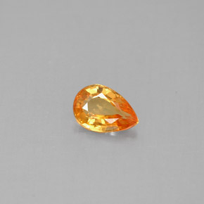 0.50캐럿 천연 옐로우 오렌지 사파이어, 배 모양, 6×4.1 mm, VS
