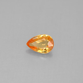 0.50캐럿 천연 옐로우 오렌지 사파이어, 배 모양, 6×4.1 mm, VS