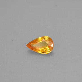 0.43캐럿 천연 옐로우 오렌지 사파이어, 배 모양, 6.1×4 mm, VS