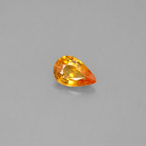 0.51캐럿 천연 옐로우 오렌지 사파이어, 배 모양, 6.2×4.1 mm, VS