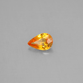 0.51캐럿 천연 옐로우 오렌지 사파이어, 배 모양, 6.2×4.1 mm, VS