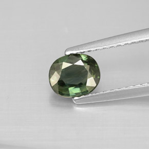 0.80캐럿 천연 그린 사파이어, 타원형 컷, 6×5.1 mm, VS
