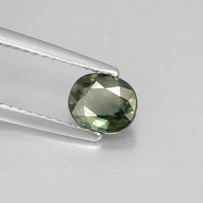 0.80캐럿 천연 그린 사파이어, 타원형 컷, 6×5.1 mm, VS