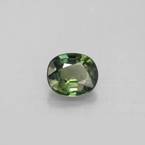 0.94캐럿 천연 그린 사파이어, 타원형 컷, 6.1×5.2 mm, VS