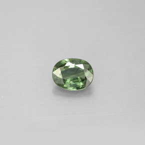 0.76캐럿 천연 푸르스름한 그린 사파이어, 타원형 컷, 6.2×4.8 mm, VS