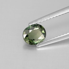 0.78캐럿 천연 그린 사파이어, 타원형 컷, 6×5.1 mm, VS