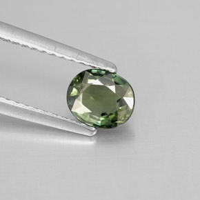 0.78캐럿 천연 그린 사파이어, 타원형 컷, 6×5.1 mm, VS