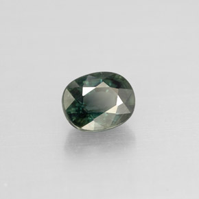 0.88캐럿 천연 그린 사파이어, 타원형 컷, 5.9×4.8 mm, VS
