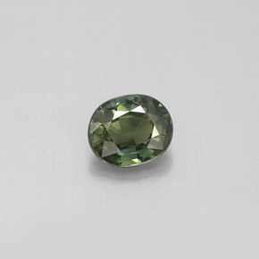 0.78캐럿 천연 그린 사파이어, 타원형 컷, 5.9×4.9 mm, VS